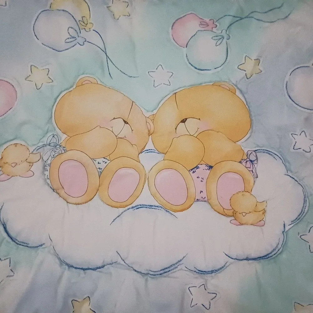 Vtg FOREVER FRIENDS Bears The Andrew Brownsword‎ Collection Baby Blanket Quilt